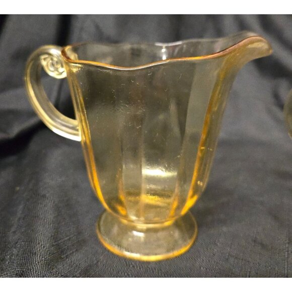 Vintage Yellow Sugar & Creamer Set Depression Glass - Picture 2 of 5